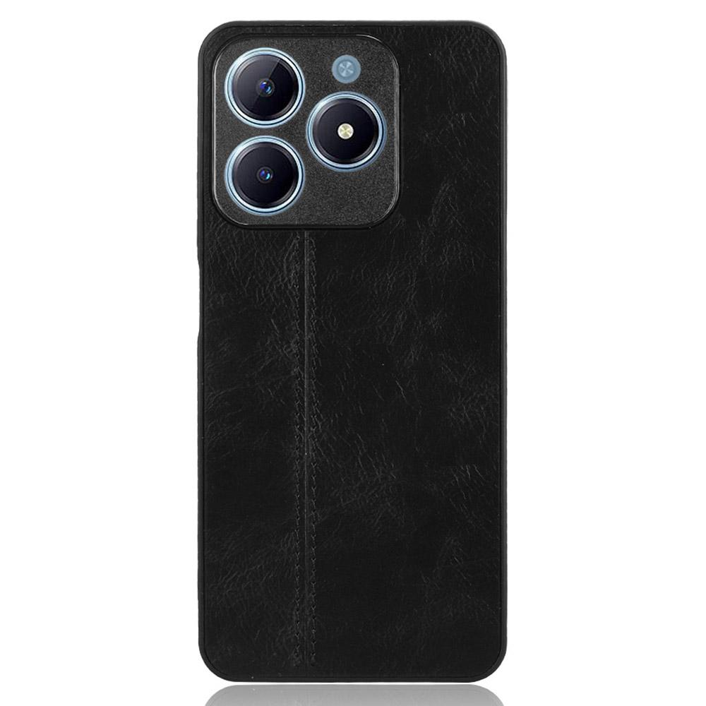 

For Realme C61 4G/C63 4G Case Leather+TPU+PC Phone Cover Stitching Line Black