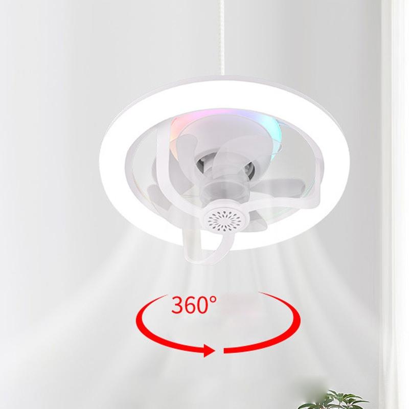 Fernbedienbarer Ventilator mit Licht 360° Oszillation Einstellbare Beleuchtung 4-Stunden-Timer für Innenbereich Wohnzimmer Küche