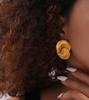 European and American Style Asymmetrical Titanium Steel 18K Gold Plated Water Drop Texture Spiral Earrings for Women
