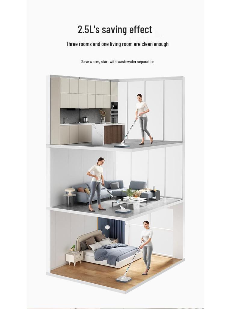 New Generation Dual-Bucket Spin Mop - Effortless Clean & Dirty Water Separation, Hands-Free Operation