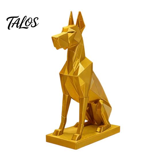 Geometric Doberman Figurine 3D Printed Figurine, Golden Dog Decorative Sculpture, Modern Animal Shape Decor Statue for Home Office Desk, Gift Lovers