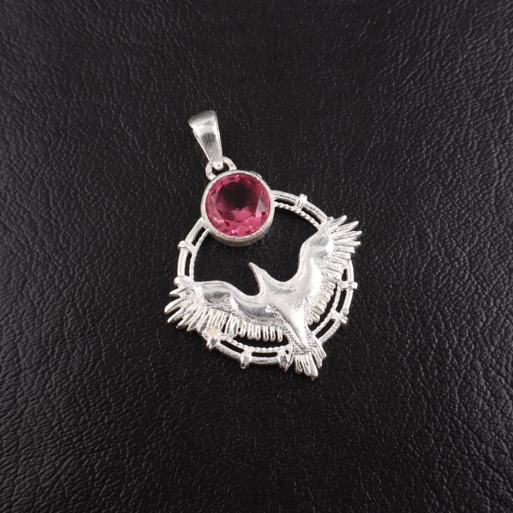 Pink Tourmaline Gemstone 925 Sterling Silver Jewelry Handmade Pendant 1.43" Gift CP-38-7