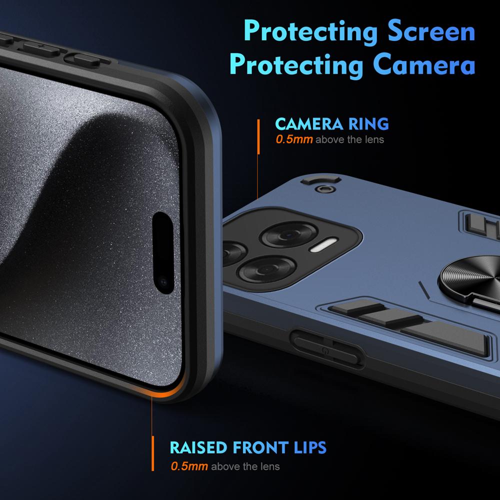 KEYSION Nárazuvzdorné pouzdro Armor pro ZTE Blade V70 Vita Silikon+PC Kroužek pro ochranu fotoaparátu Stojánek Kryt na telefon pro Blade V70 Design