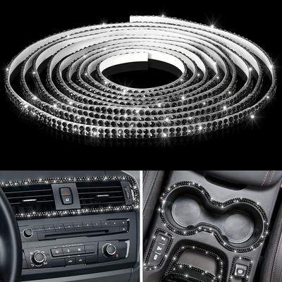 5m Self-Adhesive Rhinestone Trim Strips DIY Bling Rhinestone Car Strips Self-Adhesive Glitter Molding Stickers for Dashboard