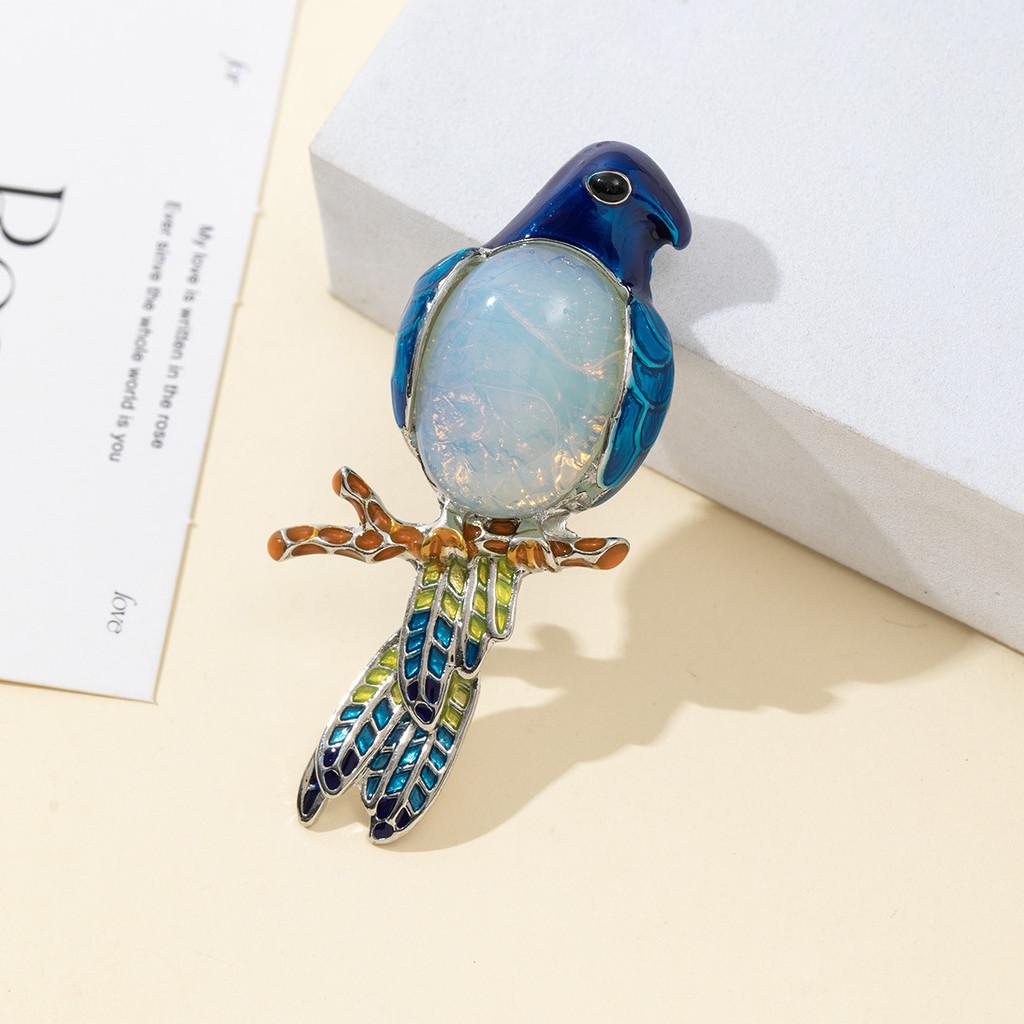 Parrot Enamel Brooch Pin With Shell Inlay For Diy And Jewelry Making