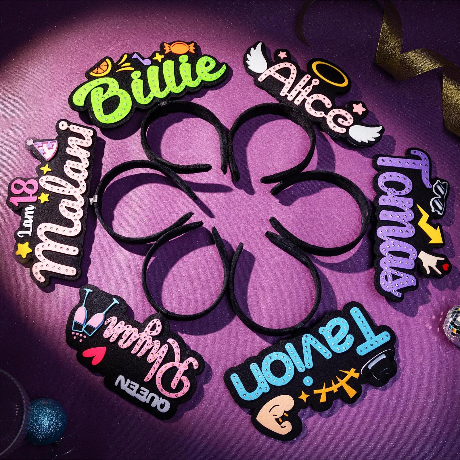 

Эксклюзивная кастомизированная повязка на голову для концертов и фанатов/Персонализированный реквизит для поддержки/Сияющий центр внимания на вечеринке! Блестящий ободок для волос с именем One Size белый