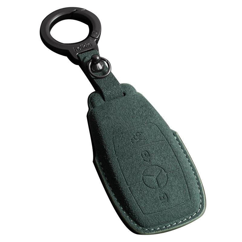 Mercedes Key Case with Alcantara, Compatible with E-Class, S-Class, C-Class, B-Class, GLC, GLB—Full Coverage Protection