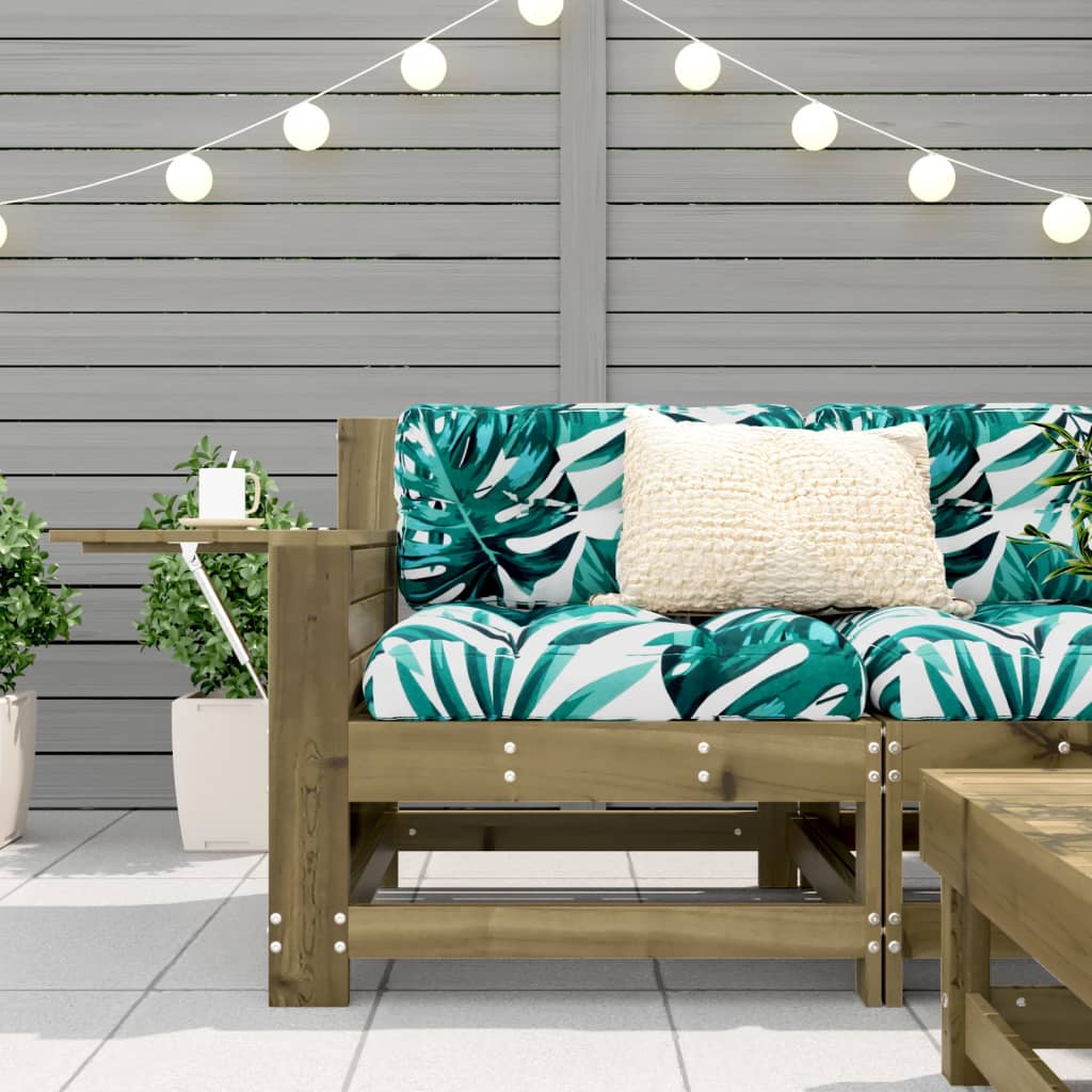 Garden Sofa with Armrests and Side Table Pine Wood