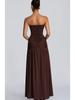 European-Style Strapless Pleated High-Slit Open-Back Evening Gown