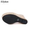 Fashion Eilyken Summer Concise PVC Transparent Peep Toe Platform Wedges Women Slippers Sandals Fashion High Heels Female Shoes