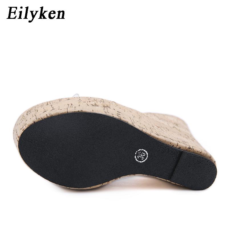 Fashion Eilyken Summer Concise PVC Transparent Peep Toe Platform Wedges Women Slippers Sandals Fashion High Heels Female Shoes