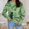 Women’s Dinosaur Knit Sweater O-Neck Cute Oversized Pullover Sweaters
