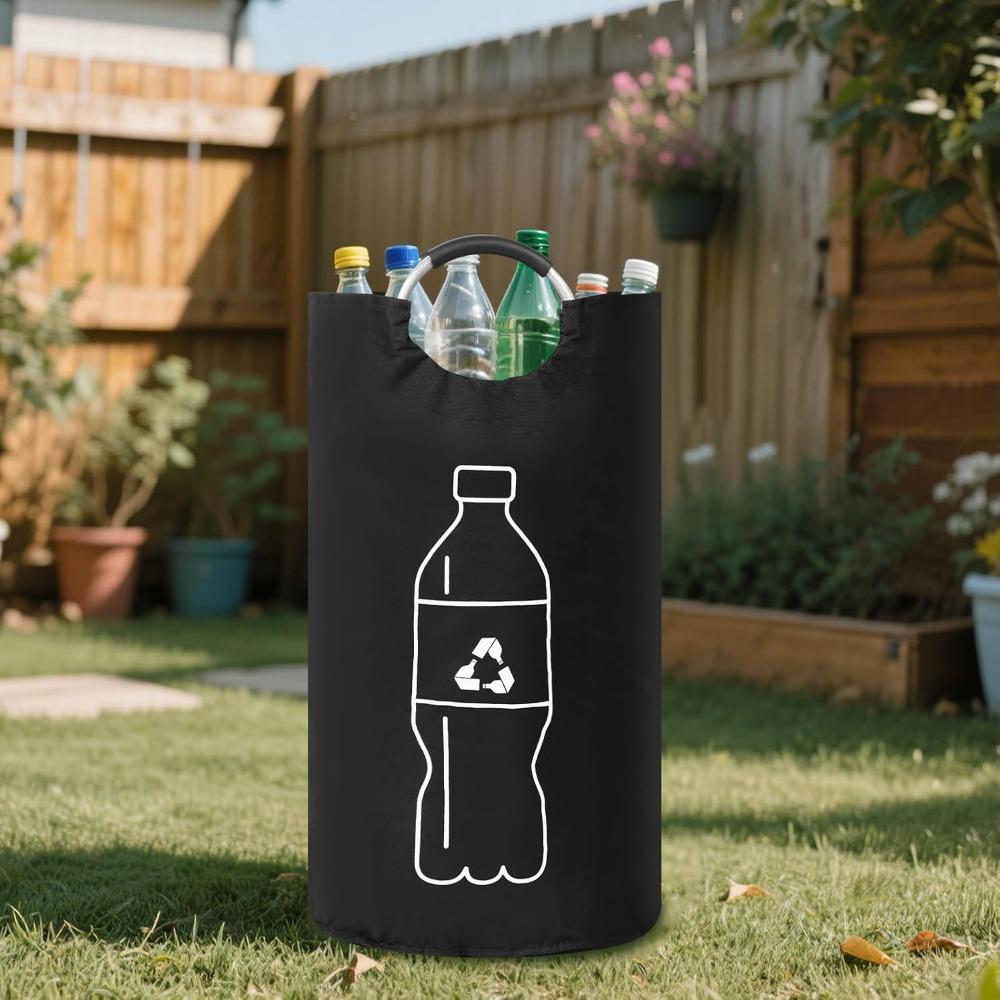 Folding Storage Bag 82L Large Capacity Empty Bottle Storage Basket Aluminum Handle Design Bottle Collector Recycling Bin 1PC