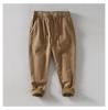 L8234 Men's Retro Loose Straight-Leg Cotton Pants - Warm Fleece-Lined, Drawstring, Long Fit