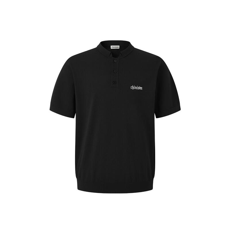 CHINISM Men s Embroidered Stand Collar Polo Shirt S
