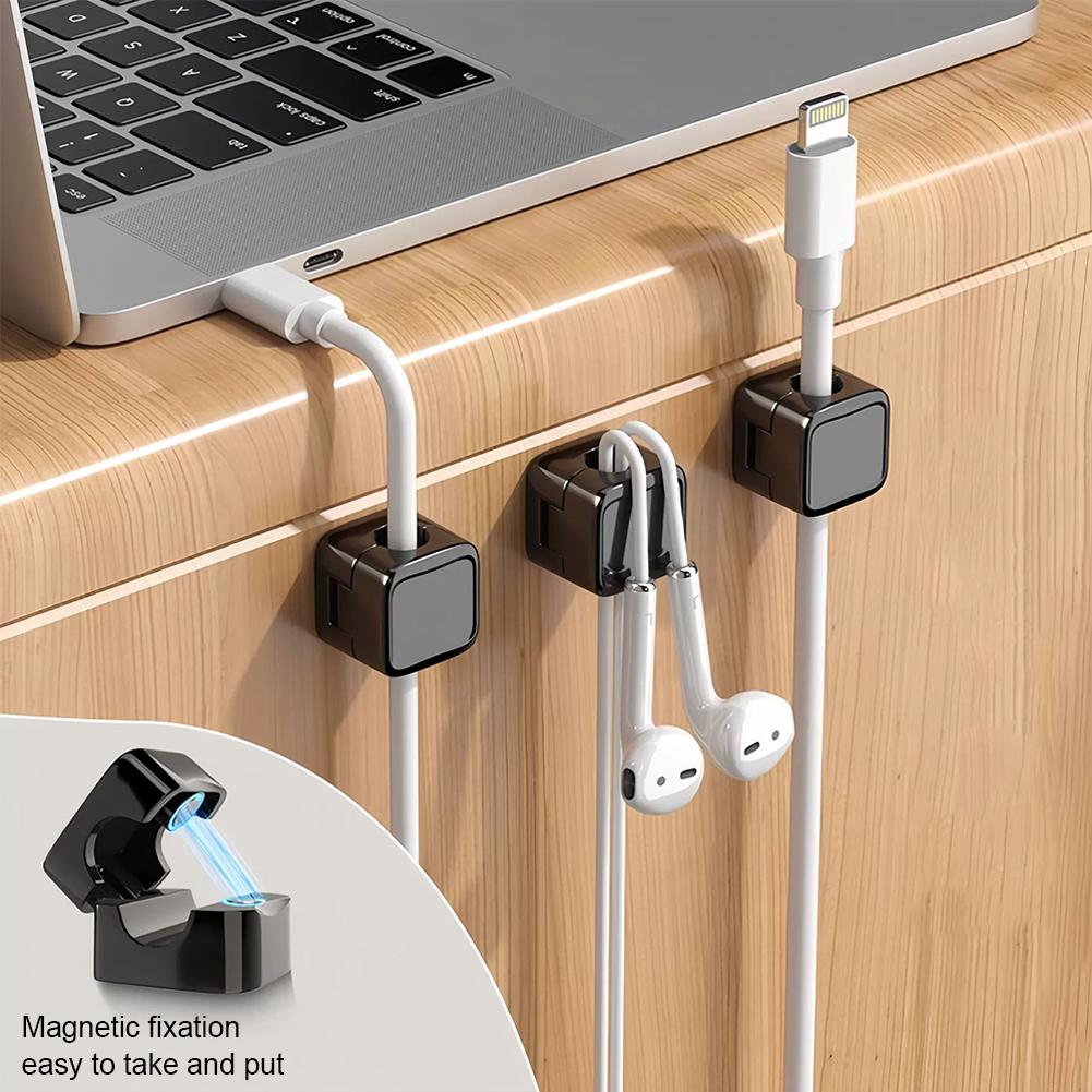 1/3/5/10pcs Cable Organizer Magnetic Plug Box Silicone Cable Winder Flexible Cable Management Clips for Office Desktop Home