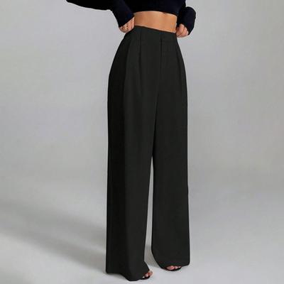 Women Pants Straight Wide-Leg High-Waisted Slimming Trousers Solid Color Loose Fit Dress Pants Workwear