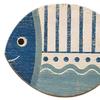 Nautical Home Ornaments 4PCS Wooden Fish Wall Decoration, Rustic Mediterranean Style Hanging Plaques, Blue White And Ocean Theme Decorations Geometric