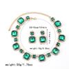 Elegant Green Red White Rhinestone Jewelry Set Women Fashion OL Style Earrings Necklace With Geometric Square Design