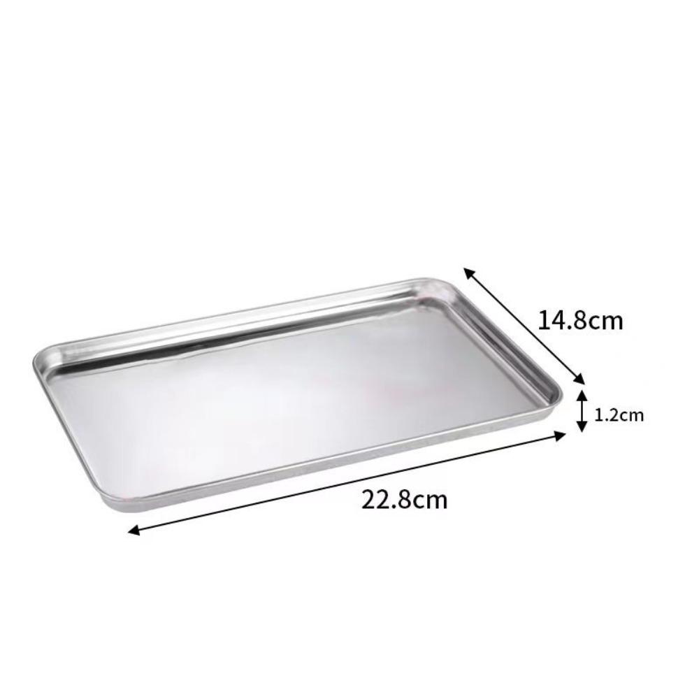 Food Grade Stainless Steel Tray Rust Resistant Rectangular Metal Food Serving Plate Food Organizer Storage Rice Noodle Pan