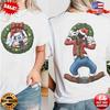 2-sided Disney Santa Goofy Christmas Wreath Retro Shirt, Goofy Jolly T-Shirt