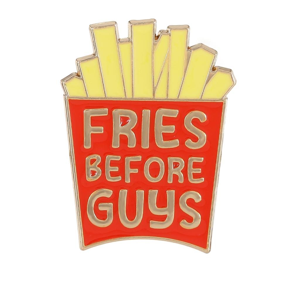 Funny OL Coffee Break Theme Enamel Brooches Newspapers French Fries Make Coffee Not War Design Pins For Women Dress Badge