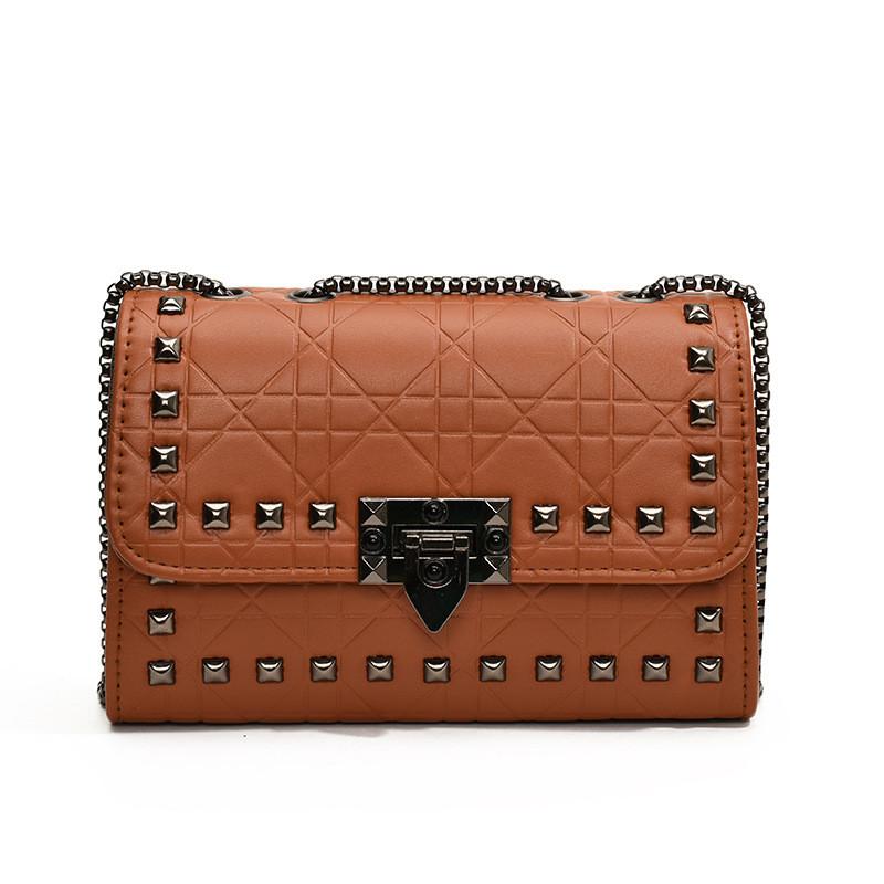 Stylish Retro Rivet Small Square Bag For Women In Elegant Black White And Pink