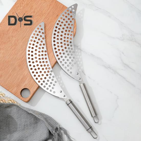 Sito do garnka z uchwytem Ze stali nierdzewnej Durszlak Patelnia Koszyk do odcedzania z garnka Odporny na rdzę Kształt półksiężyca Makaron Makaron Owoce Warzywa Sita do żywności dla