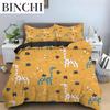 Cartoon Giraffe König Königin Bettbezug Jungen Mädchen Tier Bettwäsche Set Wildtiere Deckenbezug Polyester Bettdecke