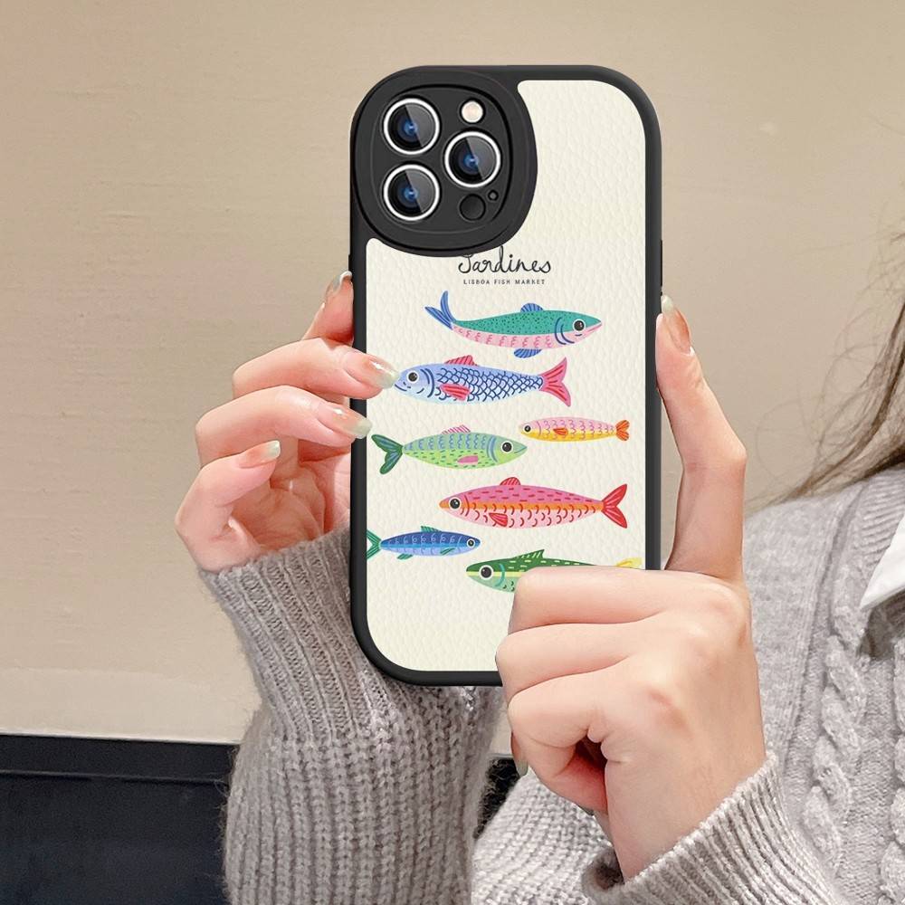 Sardines Phone Case For IPhone 16 15 14 13 12 11 Pro Max Plus Leather Cover