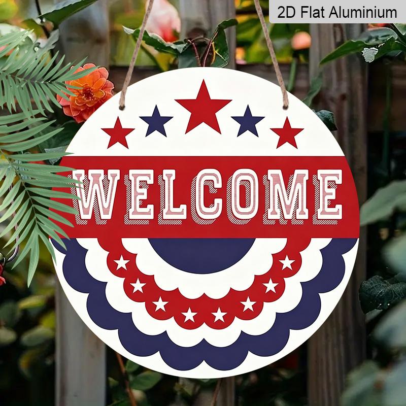 

2D Flat Aluminum Wall Hanging with A US 250th Anniversary Theme, Available in Various Sizes. Independence Day Red, White, and Blue Star and Stripe 20*20cm
