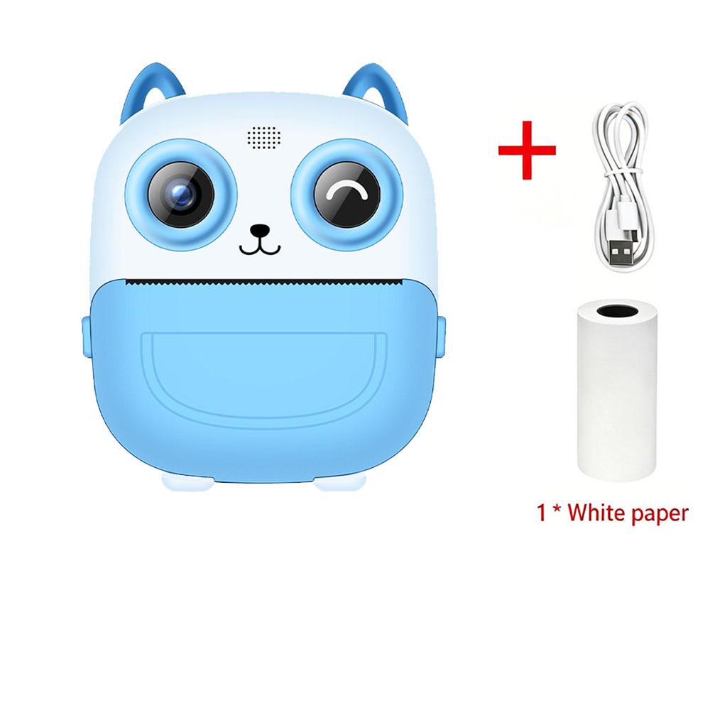 200DPI Mini Kids Instant Thermal Print Camera, Portable Cartoon Black White Selfie Printer, Rechargeable, Ideal Birthday Xmas Gift for Boys & Girls