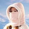 1pc Winter Cycling Hat with Scarf, Thickened Fleece Lei Feng Ear Flap Hat for Women, Integrated Cold Weather Ski Headcover