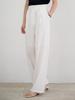 MOMET Wrinkle Single-Pleat Wide Slacks Ivory