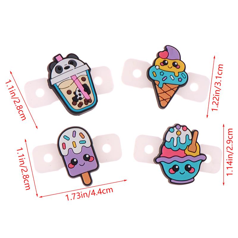 4Pcs Cute Cartoon Cone Milk Tea Ice Cream Dessert Tennis Vibration Dampeners Tennis Racket Anti Vibration Tennis Racquet Damper