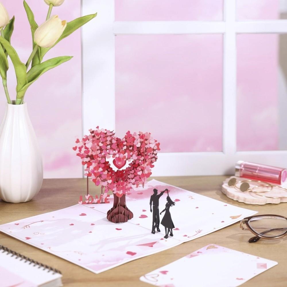 Romantic Theme 3D Love Tree Card Heart Tree Design Gift Cards Valentines Day
