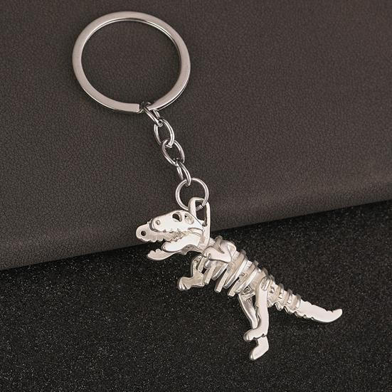 Goth Core Dinosaur Keychain Glow Skull Skeleton with Metal Chain, Y2K Grunge Accessories for Backpack & Keys