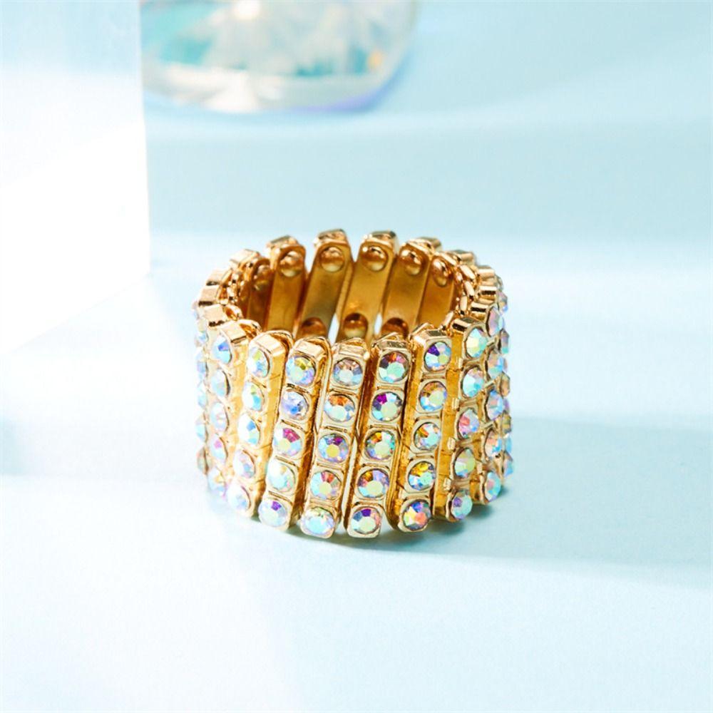Crystal Bracelets 2 In 1 Ring Bracelet Stretchable Bangle Flexible Finger Buckle Girls