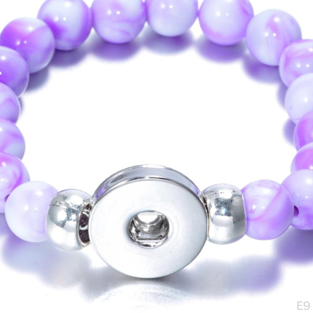 18mm Resin Beads Bangles Snap Button Bracelets Jewelry Making Kit Gifts 23cm