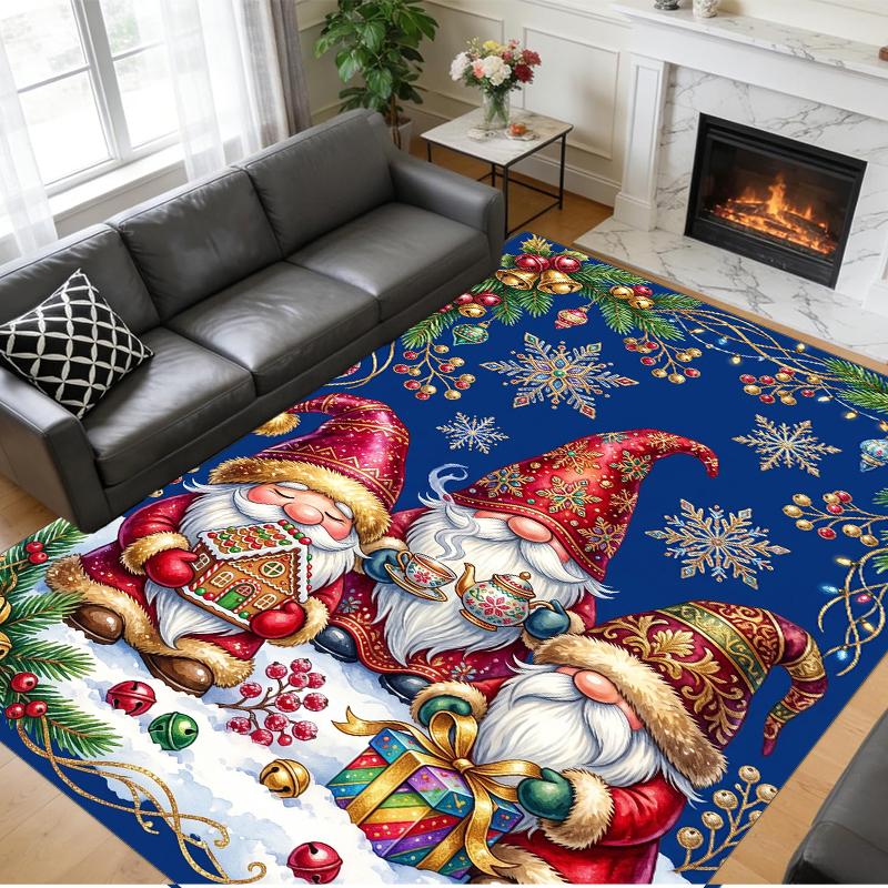 Christmas Printed Square Area Rug Soft Non Slip Floor Carpet For Bedroom Holiday Gift