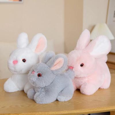 Rabbit Plush Toy Lifelike Bunny Doll Soft Stuffed Animal Pendant Key Chain Birthday Gift for Children Kids