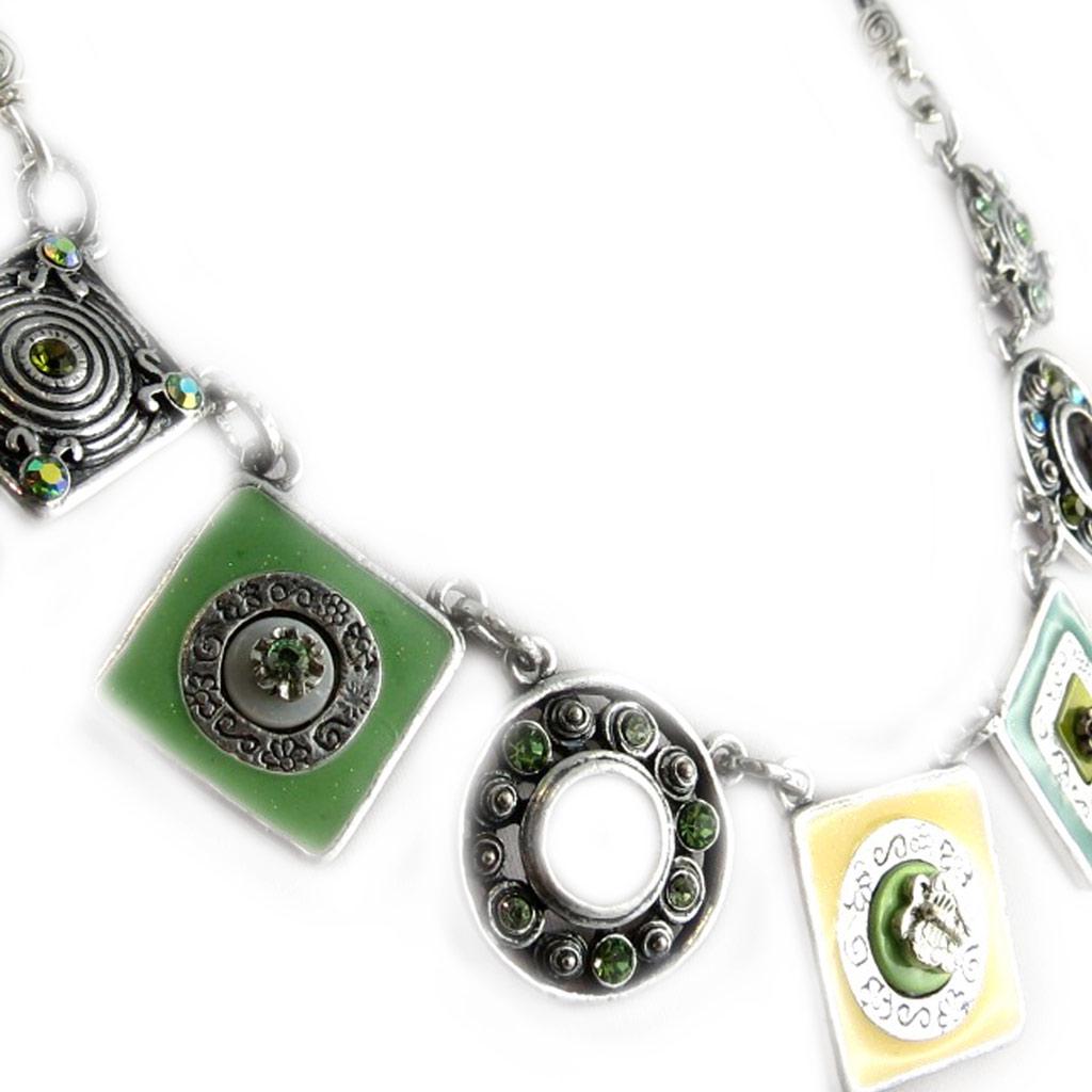 Les Trésors De Lily [E6687] - Designer Necklace 'Antique Butterflies' Green