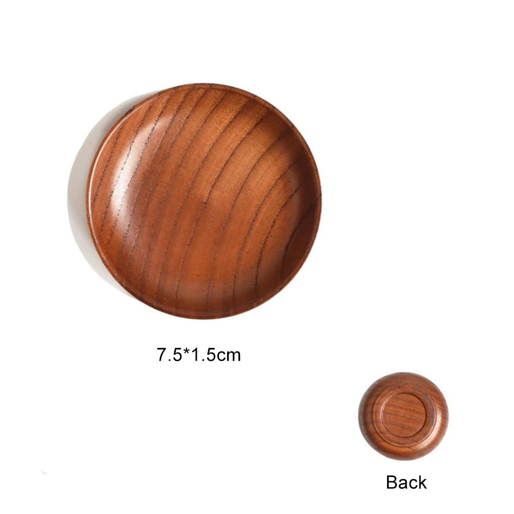 Seasoning Dish Vintage Wooden Tableware Vinegar Soy Sauce Small Plate Durable High-quality Gravy Boats Kitchen Tea Mat Dish
