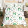 Frog Duvet Cover Set Cute Kawaii Cartoon Frog Pattern King Queen Size Polyester Comforter Cover With Pillowcase For Kids Girls