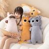 40/55/65cm Kawaii Cat Long Pillow Cartoon Animal Stuffed Doll Plush Toy Black Grey Brown Siamese Cats Sleeping Hug Plushie Gift