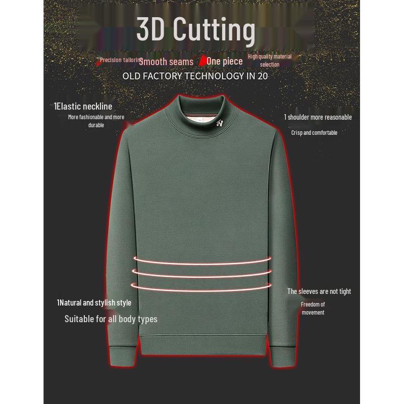 Luomeng Men's Winter Fleece-Lined Mock Neck Pullover Sweatshirt BYB81