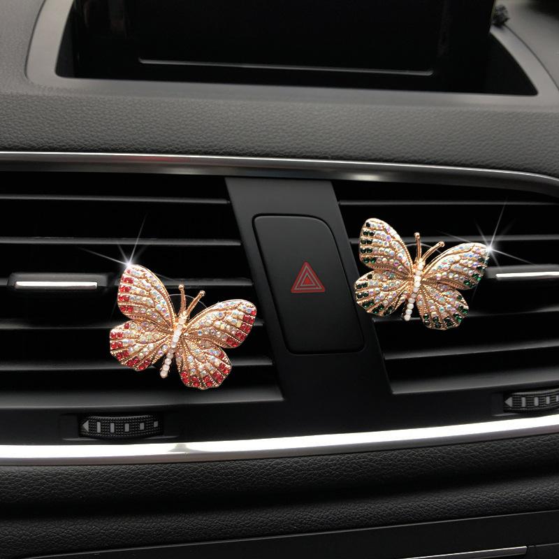 Auto Air Outlet Parfüm Clip Exquisite diamantbesetzte Schmetterling Klimaanlage Air Outlet Schmuck Göttin Auto