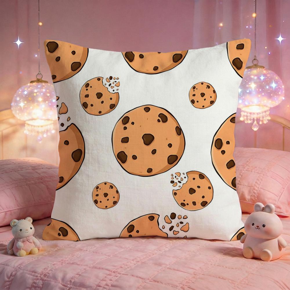 Sweet Cookie Pattern Cushion Cover Premium Comfort Reversible Pillow Cove Two in One Design for Any Room Car Interior