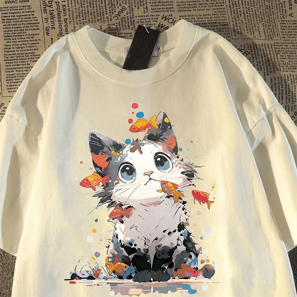 2025 New Essential Cotton Unisex T-Shirt Fashion Printing Soft Breathable Crew Neck Fashion Men's and Women's T-Shirts One Piece