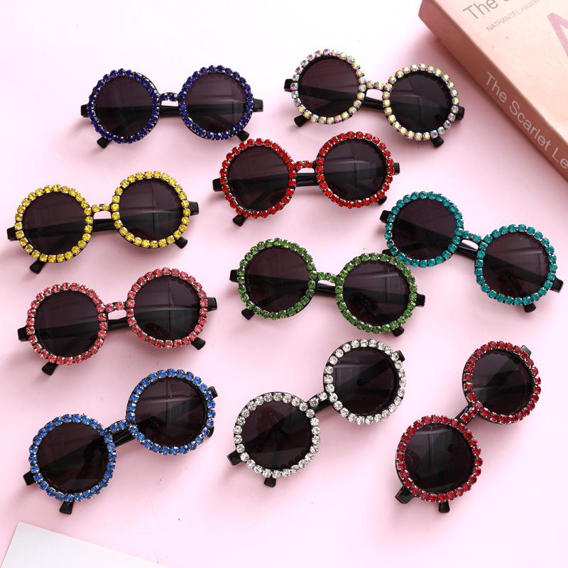 

Women s Fashion Diamond-Studded Round Frame Sunglasses